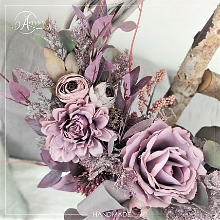 DUSTY ROSE wianek z wikliny, 35-40cm