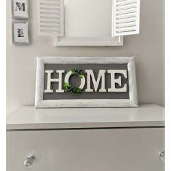 UPCYCLING - ozdoba ścienna ramka z napisem HOME