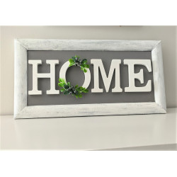 UPCYCLING - ozdoba ścienna ramka z napisem HOME