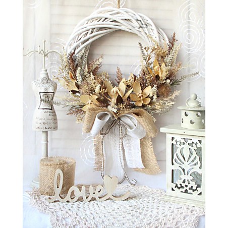 NATURAL wianek BOHO z wikliny 30-35cm