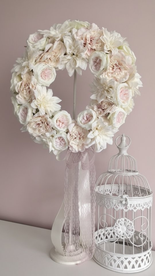 Daaawno nie robiłam tego wianka, więc tym bardziej ucieszyło mnie to zamówienie 🤍🩷

✨ Średnica wianka ok. 35cm
✨ Cena 199zł
✨ Termin realizacji zamówienia ok. 2 tygodnie 

#shabbystyl #wianeknadrzwi #wianki #pastelove #dodatkidodomu