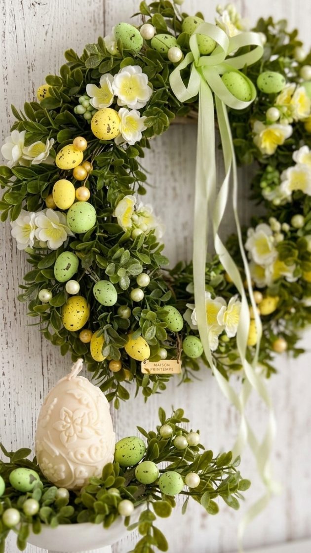 Detale...
Zielony bukszpan, żółte drobne kwiatuszki oraz żółte i zielone jajeczka - wianek Wielkanocny w bardzo wiosennych kolorach ❇️💛❇️

❇️ Wianek dostępny od ręki 
❇️ Średnica ok 35cm 
❇️ Cena 189zł
❇️ Wysyłka do paczkomatu 15zł lub kurierem 19zł 

#wielkanocneozdoby #wielkanocnywianek #dekoracjewielkanocne🐣🐥🐣 #ozdobywielkanocne #wielkanocne