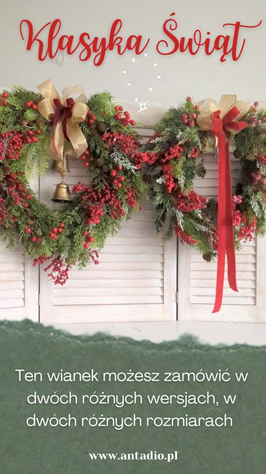Klasyka Świąt - wianki Bożonarodzeniowe w dwóch wersjach: 🔔 z dzwonkami lub bez, 
🌲 w rozmiarze 55cm lub 45cm

Realizacja zamówień:
▪️ rozmiar 45cm - cena 199zł - termin realizacji ok. 5 dni 
▪️ rozmiar 55cm z dzwonkami - cena 239zł - realizacja: po 20 listopada 

Jeśli chcesz zamówić, to nie zwlekaj, bo jest ograniczona ilość materiałów i w hurtowniach też nie ma dużego zapasu więc nie wiem na jak długo wystarczy 🙂

#wianki #wianeknadrzwi #dekoracjedomu #swiatecznedekoracje #swiatecznyklimat #swiatecznywianek #christmaswreath #nordicchristmas #stylskandynawski #WianekNaDrzwi #wiankiświąteczne #wianekswiateczny #weinachtskranz #kränze #wreaths