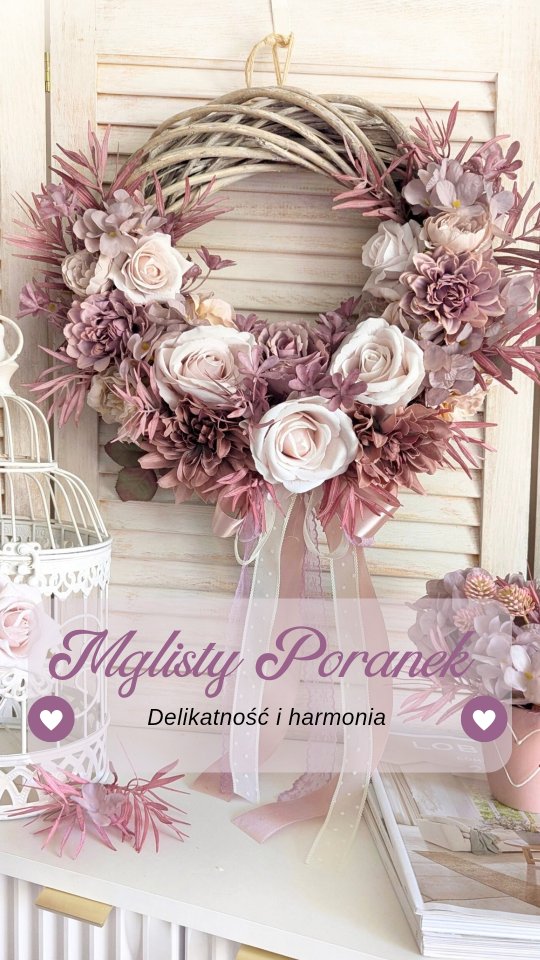 Tuż przed długim weekendem mam dla Was NOWOŚĆ 🌸
Nazwałam ten wianek Mglisty Poranek ze względu na jego nieoczywisty kolor. Trudno go też oddać na zdjęciu - pudrowy, zgaszony róż, bardzo delikatnie muśnięty ciepłym odcieniem fioletu.🩷
Róże też nie są białe, też wpadają w te odcienie. W rzeczywistości całość jest bardzo harmonijna 

❇️ Dostępny od ręki 
❇️ Średnica ok 35cm 
❇️ Cena 159zł

📩 Zamówienie możesz złożyć pisząc do mnie wiadomość - zapraszam 🙂 

wianek na drzwi ▪️ wianki dekoracyjne ▪️ wreath ▪️ prezent dla kobiety 

#wianki #dekoracjedomu #wianeknadrzwi #dodatkidodomu #wystrojwnetrz #wreaths #dlakobiet #prezentdlamamy #fioletowedodatki #pudrowyróż #dlamamy #DekoracjaDoDomu #aranżacjadomu #wystrojwnętrz #kränze #kranz #nowość
